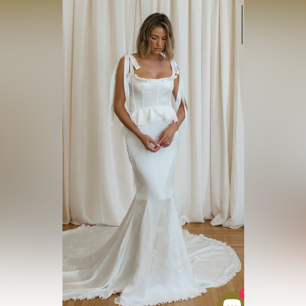 Cream Satin Maxi Dress with Ruffle Detail